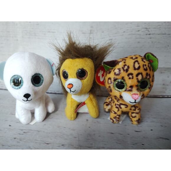 TY TEENIE BEANIE BOO'S LOUIE THE LION frostiness polar bear freckles cheetah - Picture 1 of 8